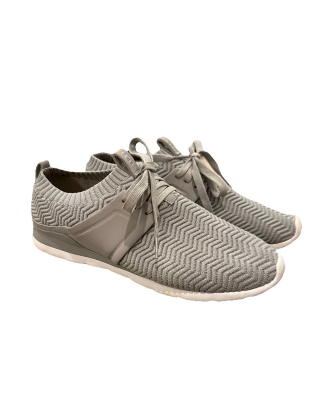 Ugg Size 9.5 Women’s Willows Gray Chevron Lace Up Knot Shoes Uggs Sneakers *RT